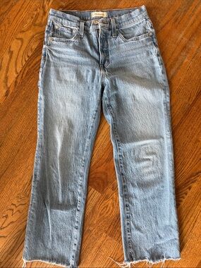 Madewell Cali Demi Boot Jeans Medium Wash Raw Hem Cropped Denim Women’s [27]